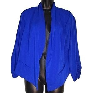 TORRID Jacket‎ cropped Womens Open Front Shrug Royal blue 3/4 sleeve Sz 2 Lined